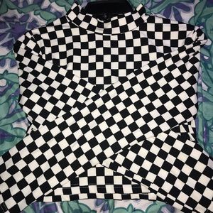 cropped long sleeve checker board shirt